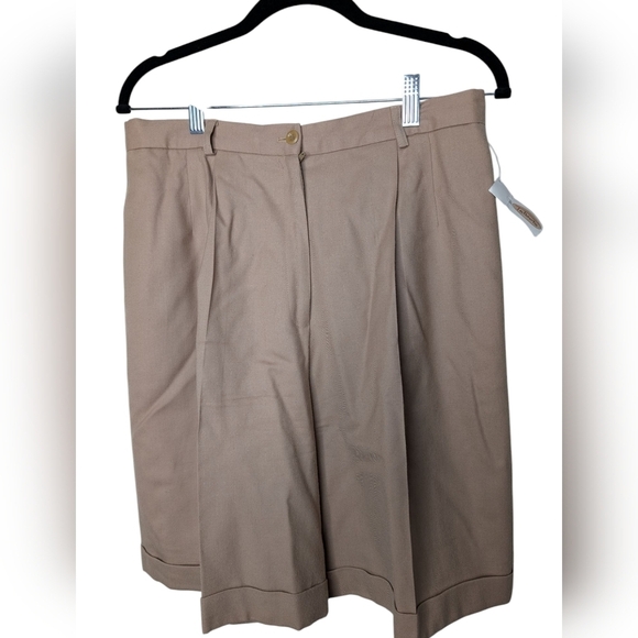 Talbots wool camel brown pleated mom shorts vintage sz 12 NWT - Picture 2 of 8